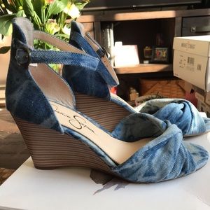 Jessica Simpson Faux Denim Wedge Sandal